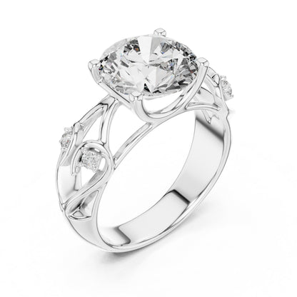 Round Side Stone Lab Grown Diamond Ring