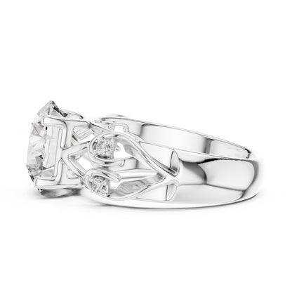 Round Side Stone Lab Grown Diamond Ring