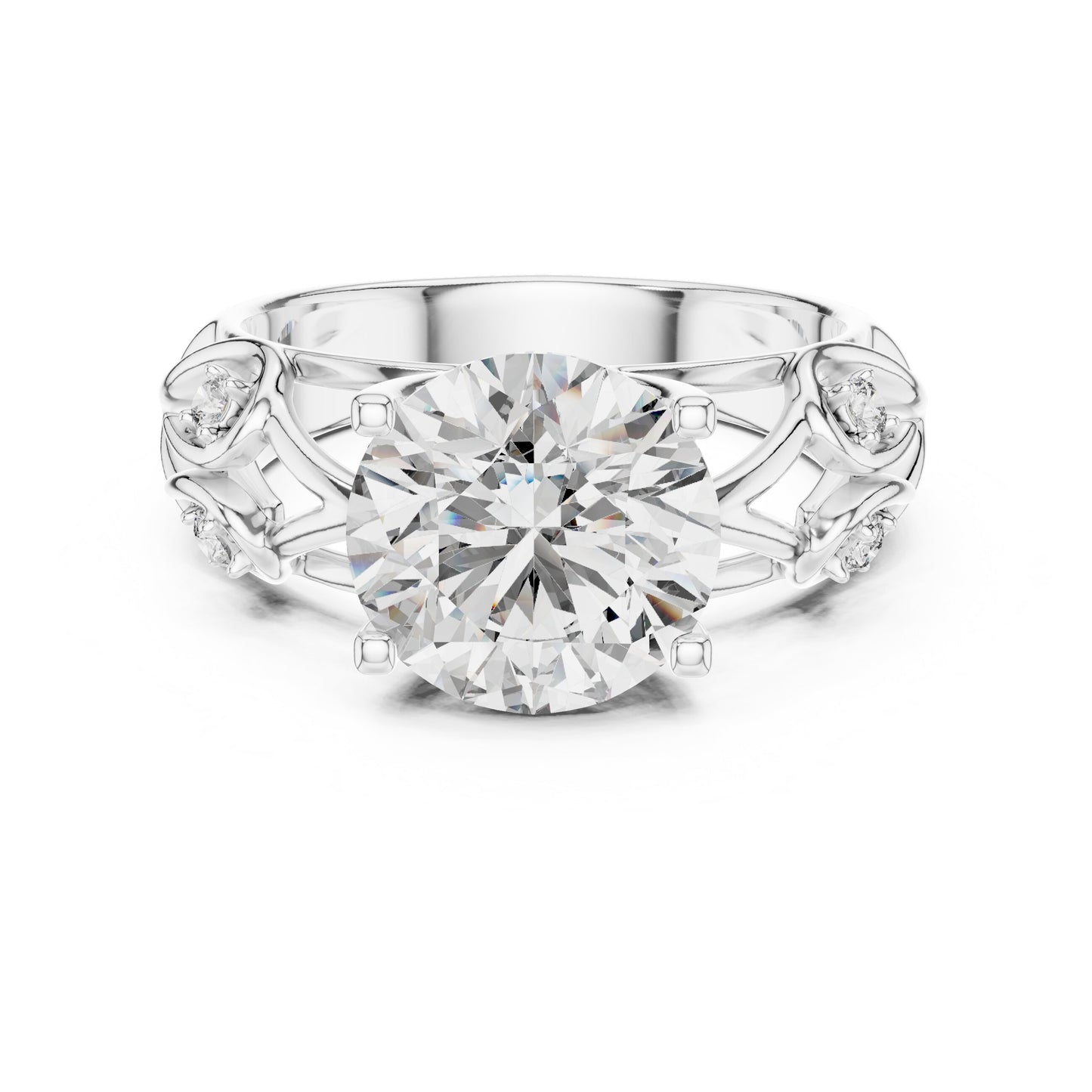 Round Side Stone Lab Grown Diamond Ring