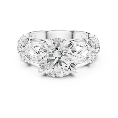 Round Side Stone Lab Grown Diamond Ring