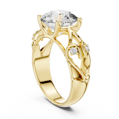 Round Side Stone Lab Grown Diamond Ring