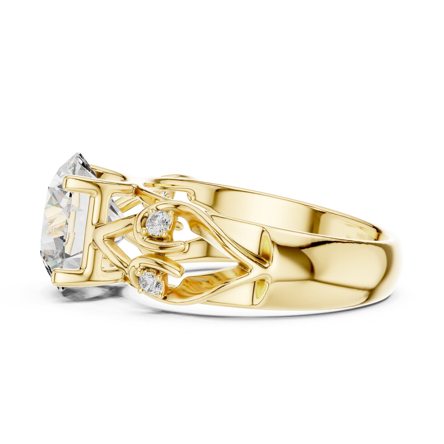 Round Side Stone Lab Grown Diamond Ring