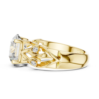 Round Side Stone Lab Grown Diamond Ring