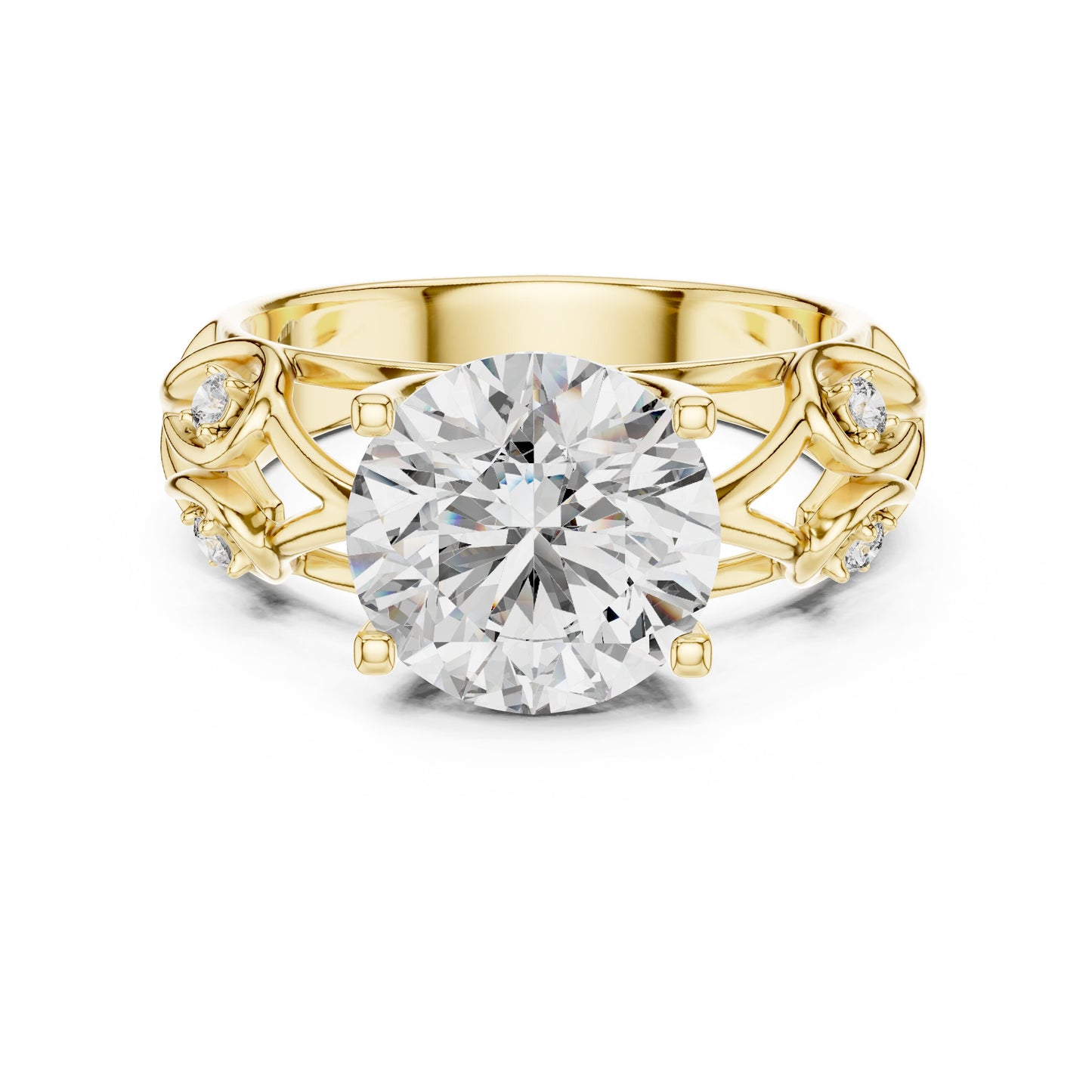 Round Side Stone Lab Grown Diamond Ring