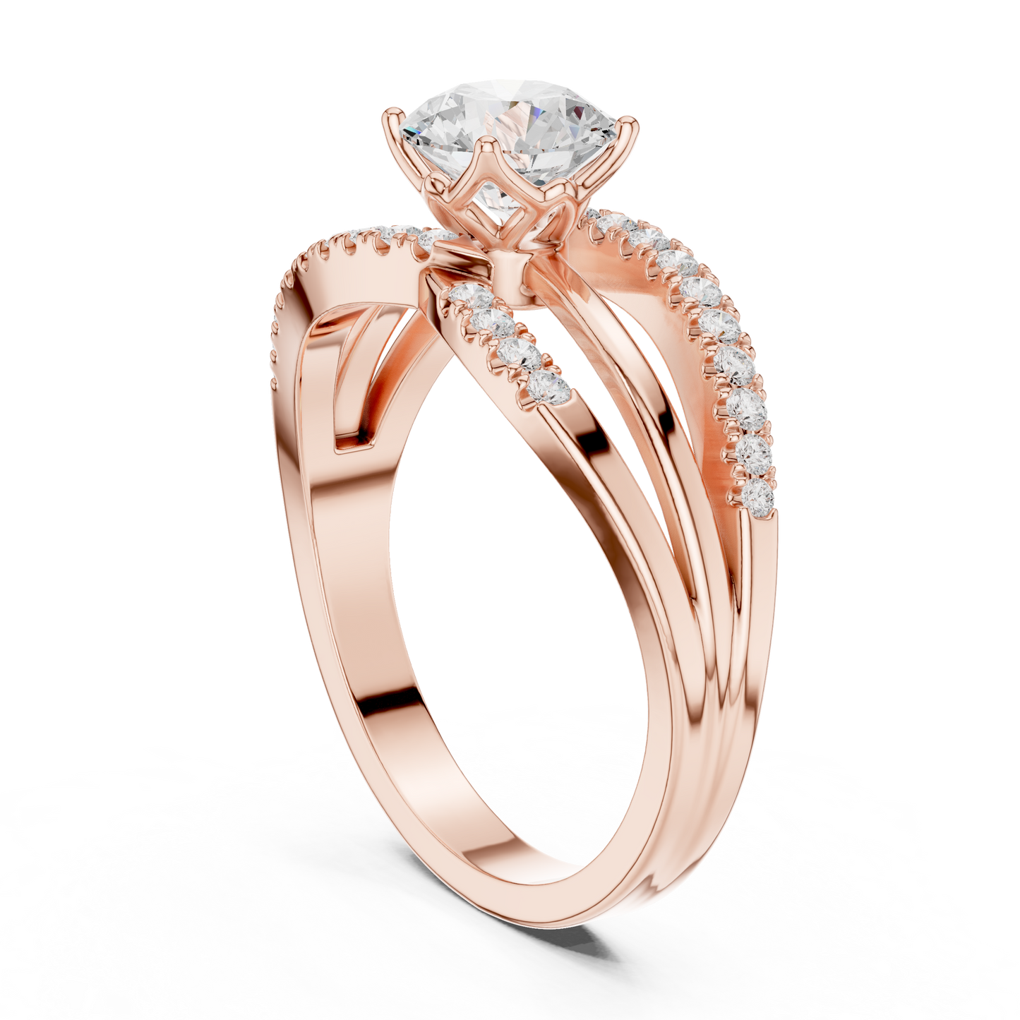 Round Side Stone Lab Grown Diamond Ring