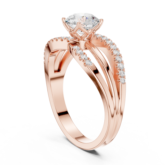 Round Side Stone Lab Grown Diamond Ring