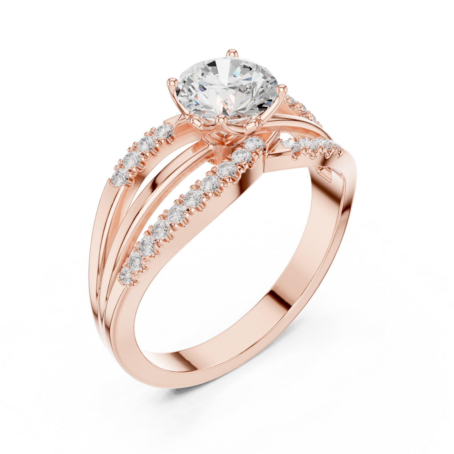 Round Side Stone Lab Grown Diamond Ring