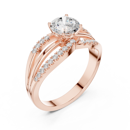 Round Side Stone Lab Grown Diamond Ring
