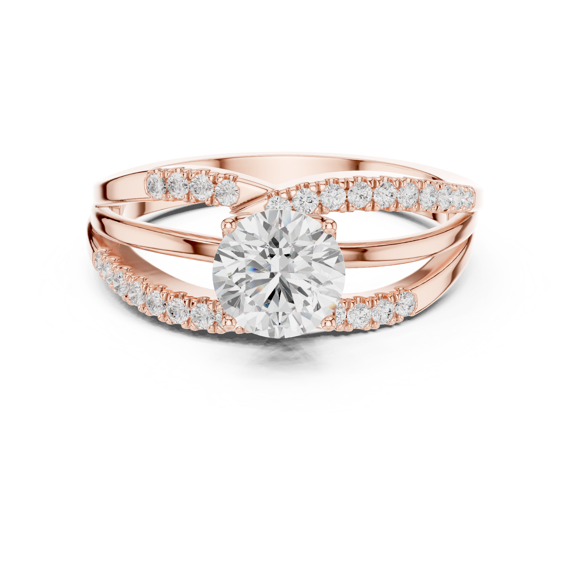 Round Side Stone Lab Grown Diamond Ring
