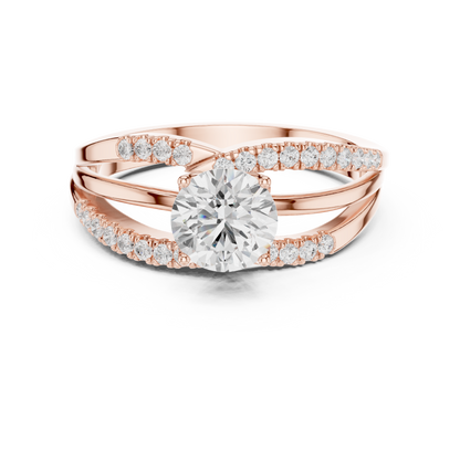 Round Side Stone Lab Grown Diamond Ring