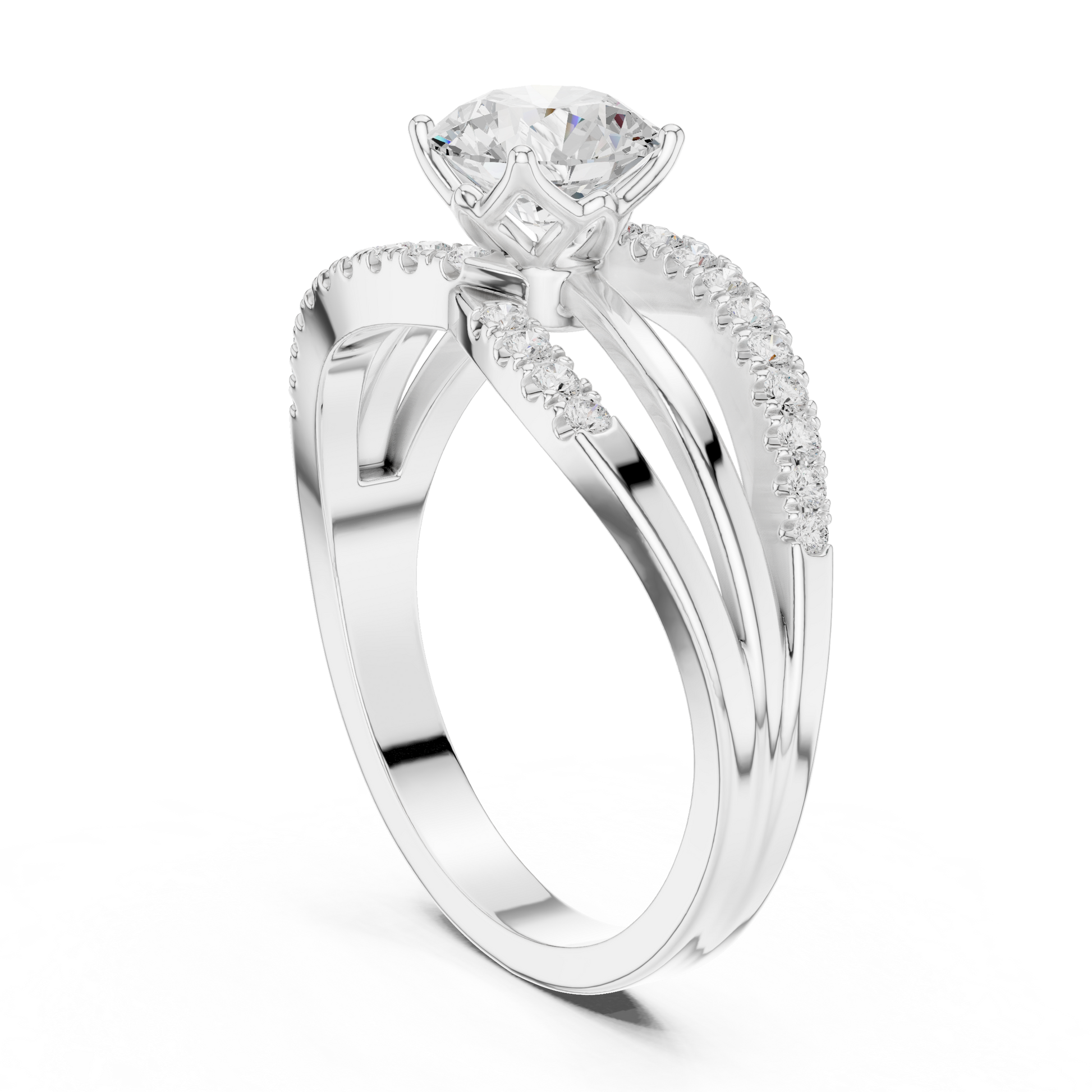 Round Side Stone Lab Grown Diamond Ring