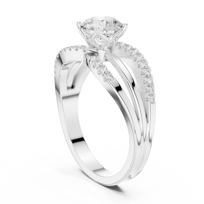 Round Side Stone Lab Grown Diamond Ring
