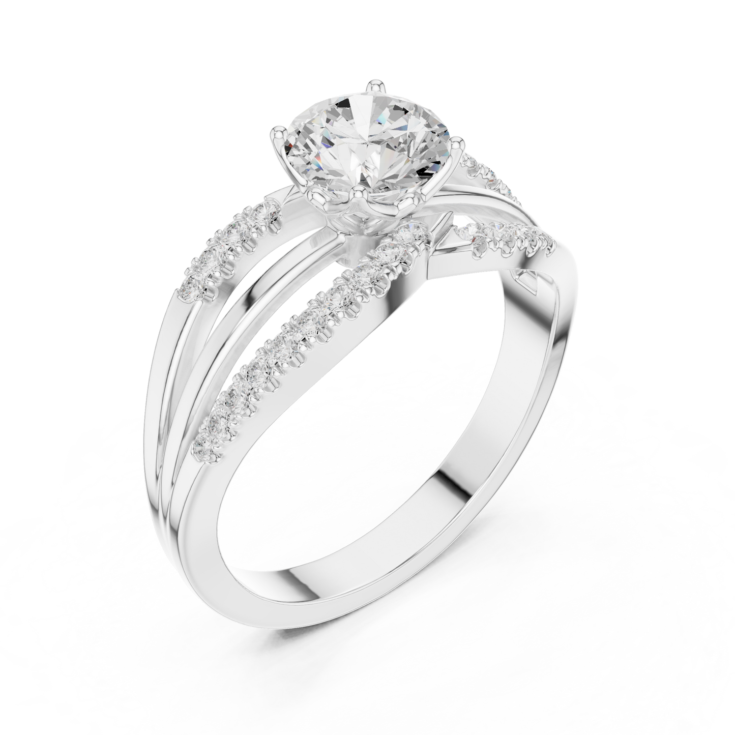 Round Side Stone Lab Grown Diamond Ring
