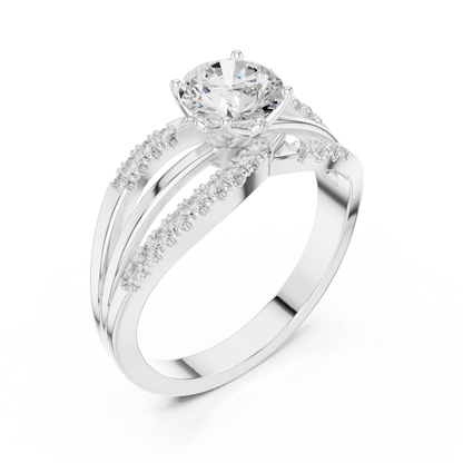 Round Side Stone Lab Grown Diamond Ring