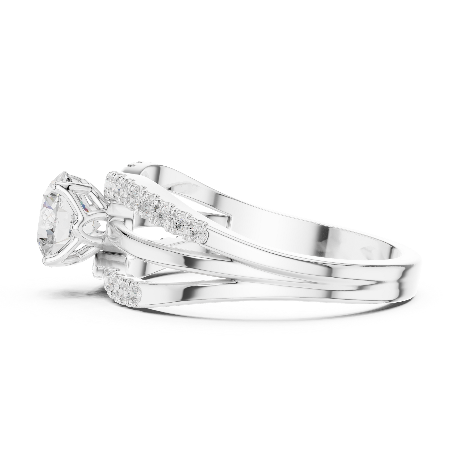 Round Side Stone Lab Grown Diamond Ring