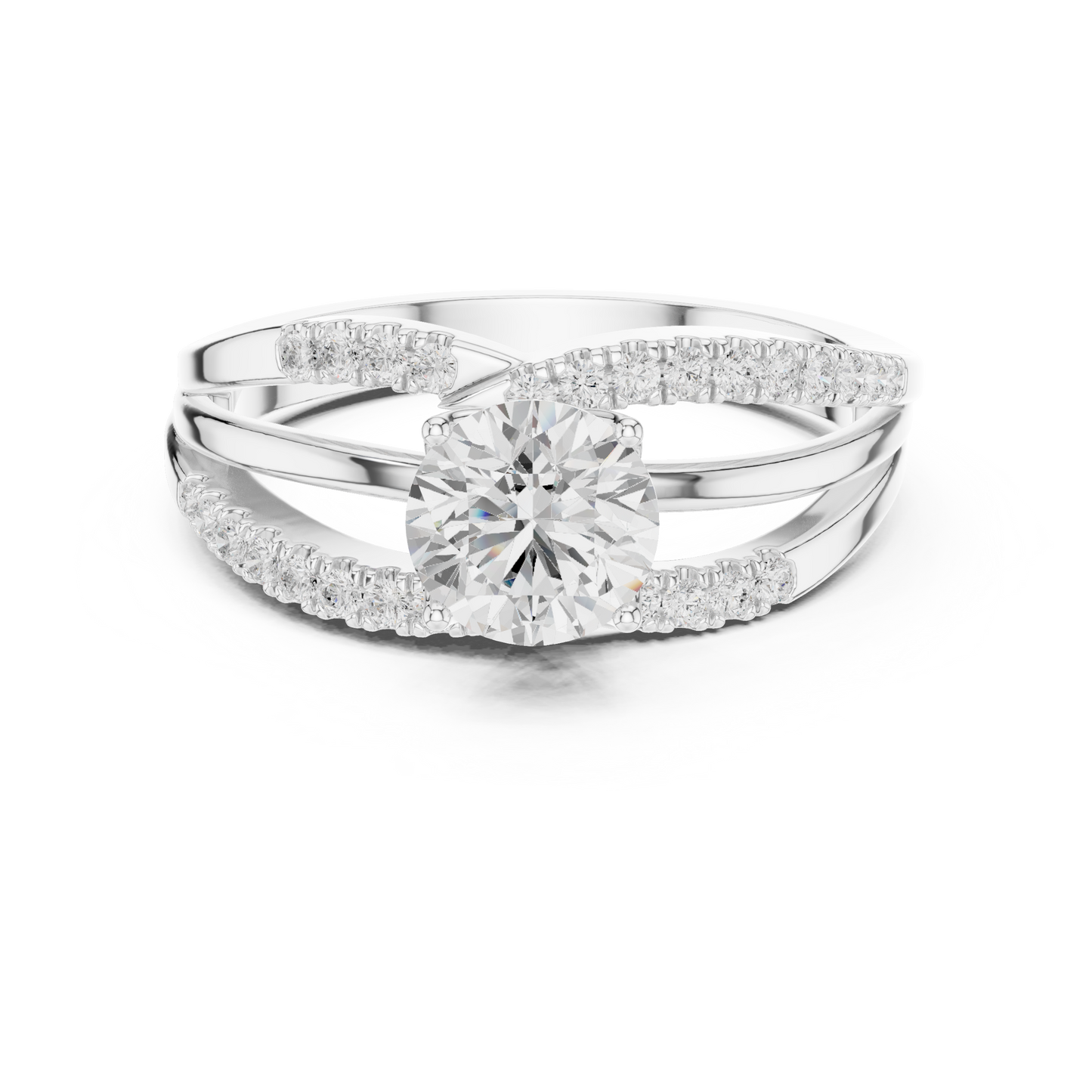 Round Side Stone Lab Grown Diamond Ring
