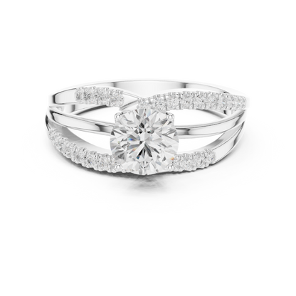 Round Side Stone Lab Grown Diamond Ring