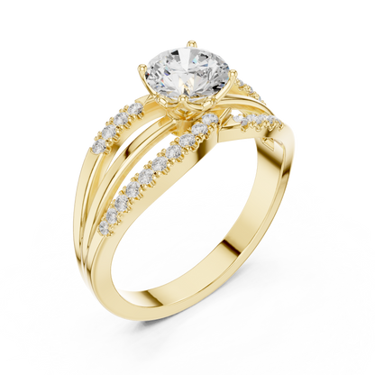 Round Side Stone Lab Grown Diamond Ring