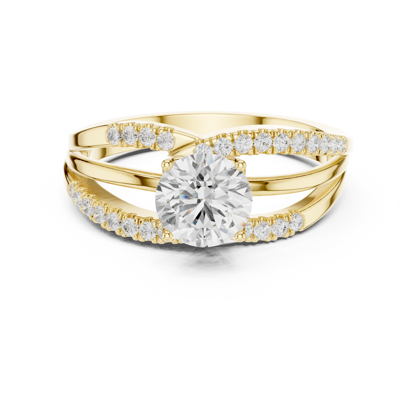 Round Side Stone Lab Grown Diamond Ring