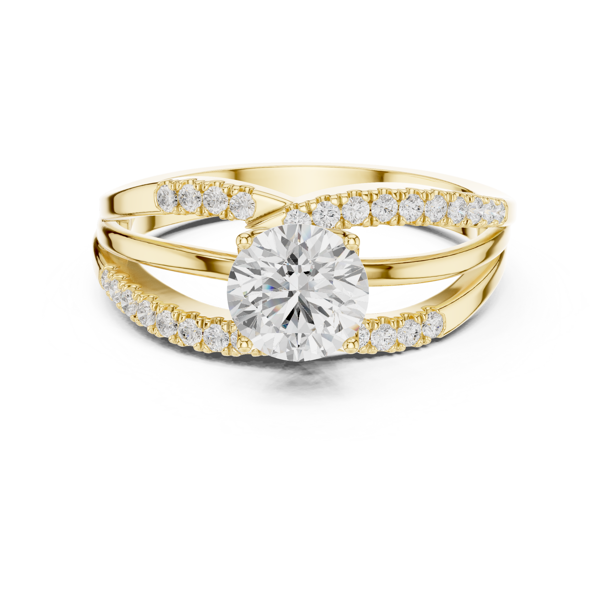 Round Side Stone Lab Grown Diamond Ring