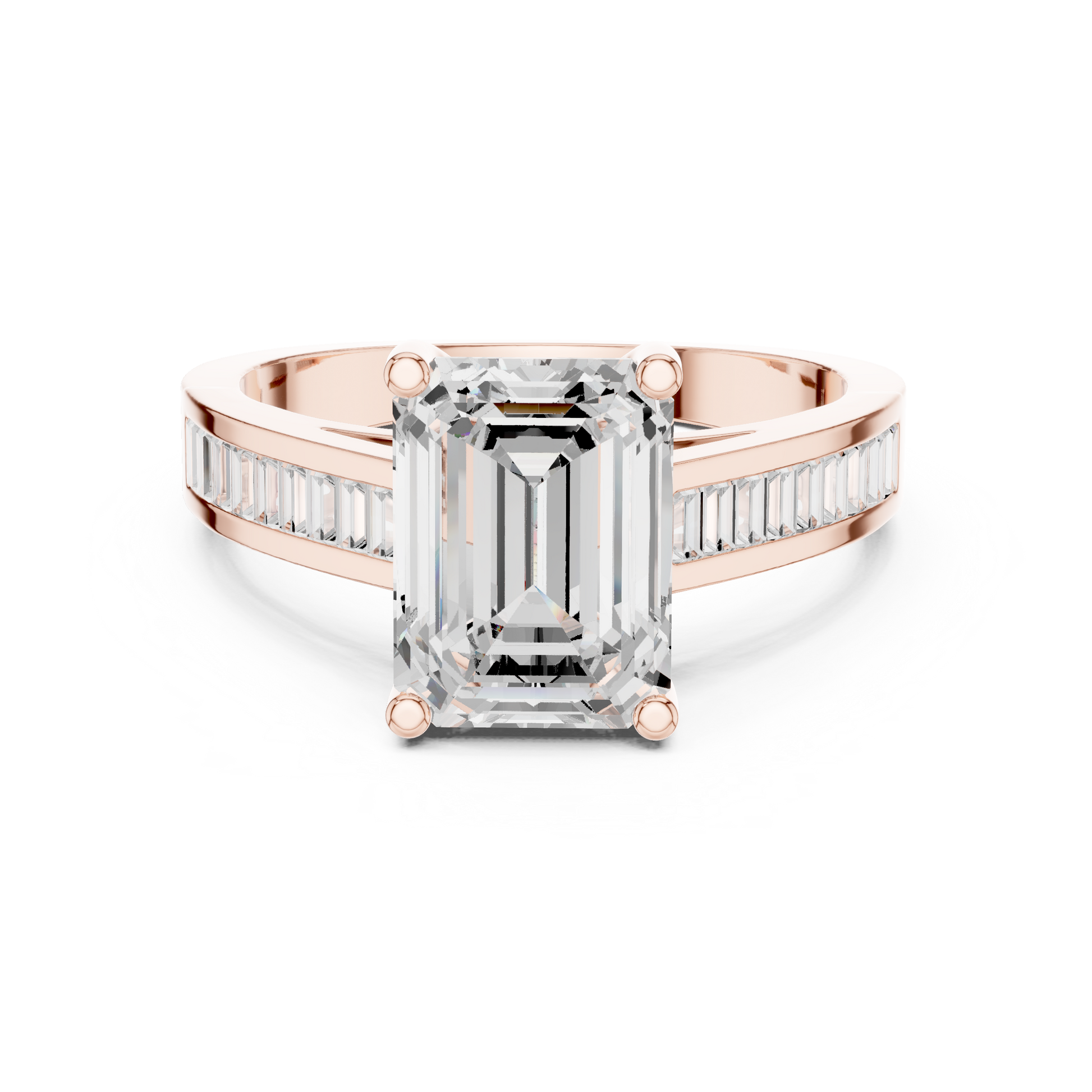 Emerald Side Stone Lab Grown Diamond Ring