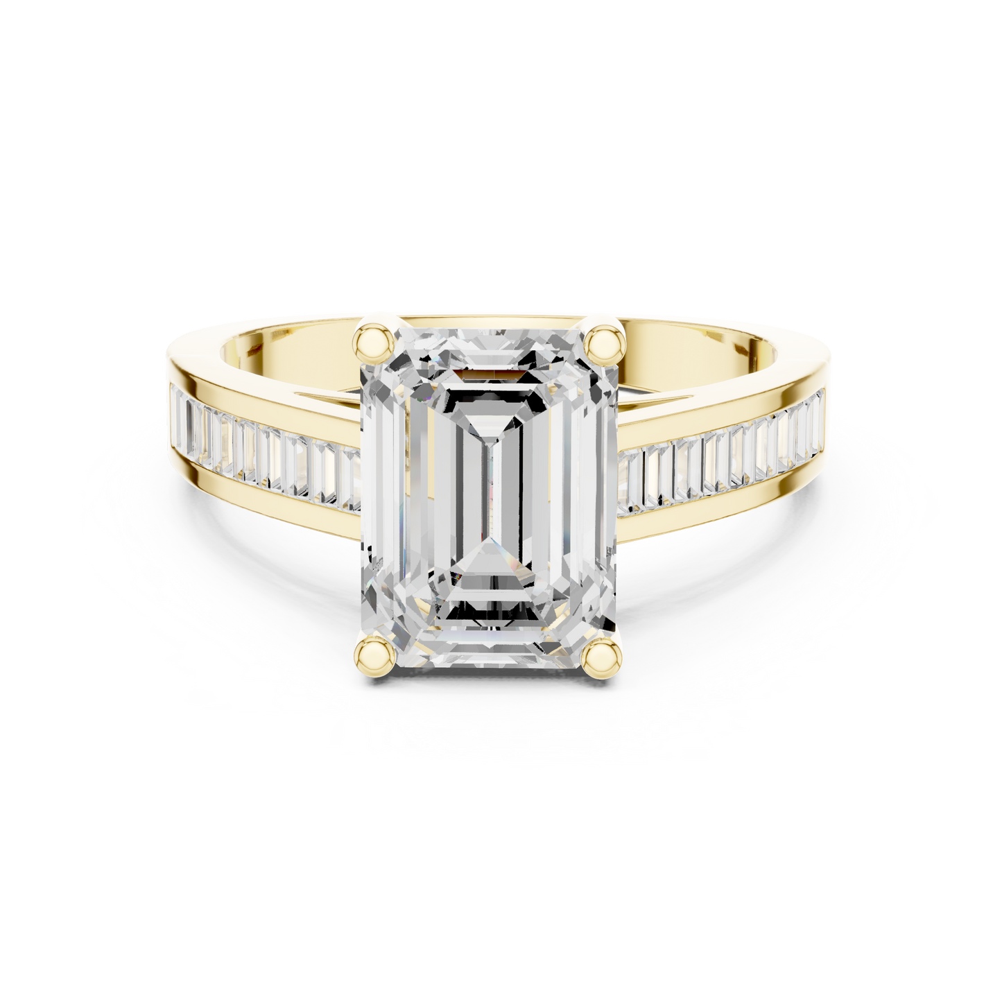 Emerald Side Stone Lab Grown Diamond Ring
