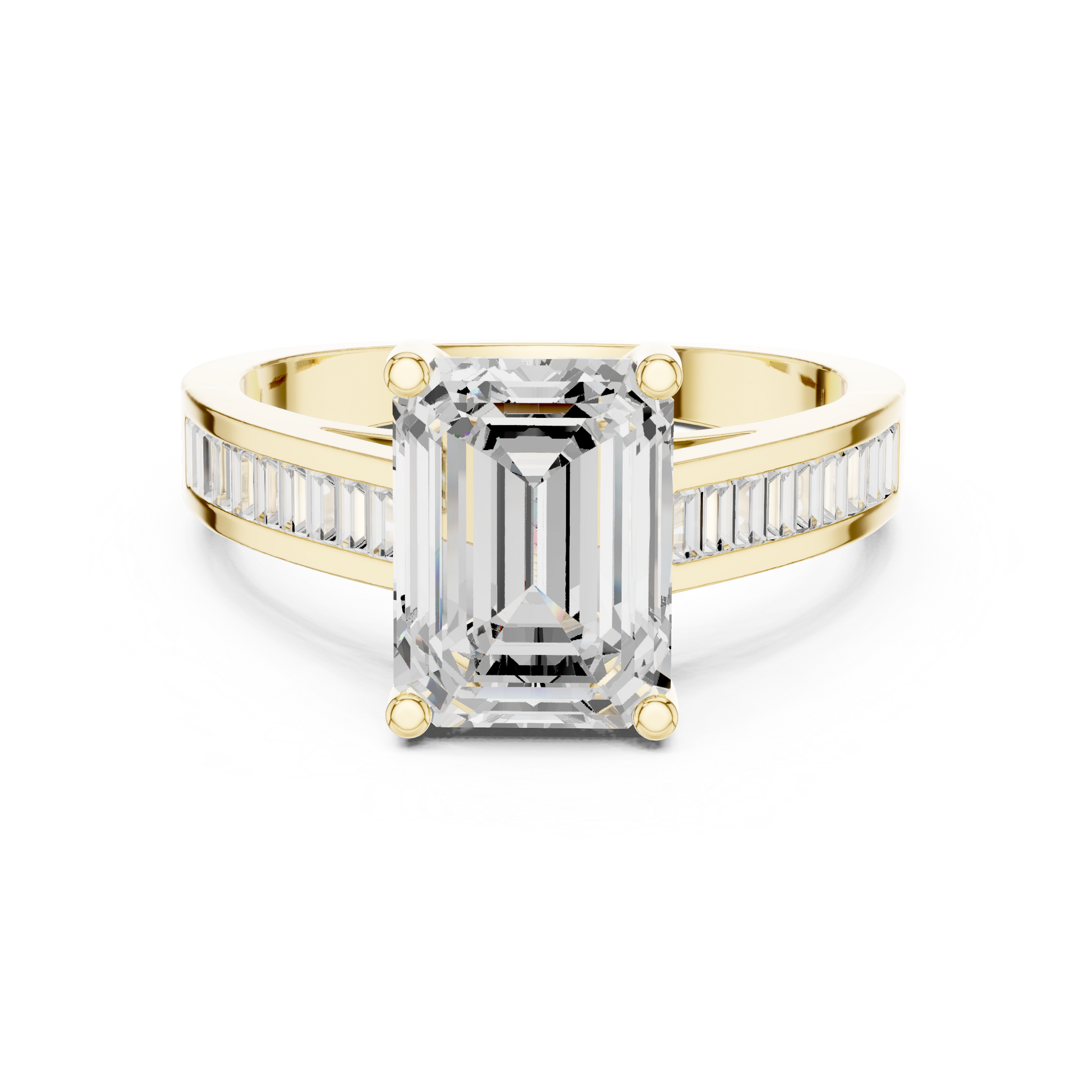 Emerald Side Stone Lab Grown Diamond Ring