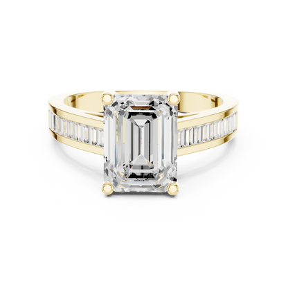 Emerald Side Stone Lab Grown Diamond Ring