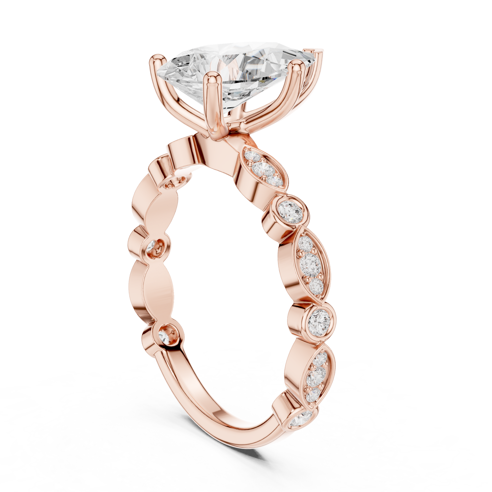 Round Side Stone Lab Grown Diamond Ring