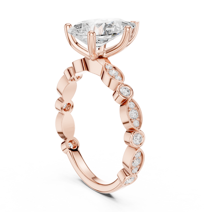Round Side Stone Lab Grown Diamond Ring