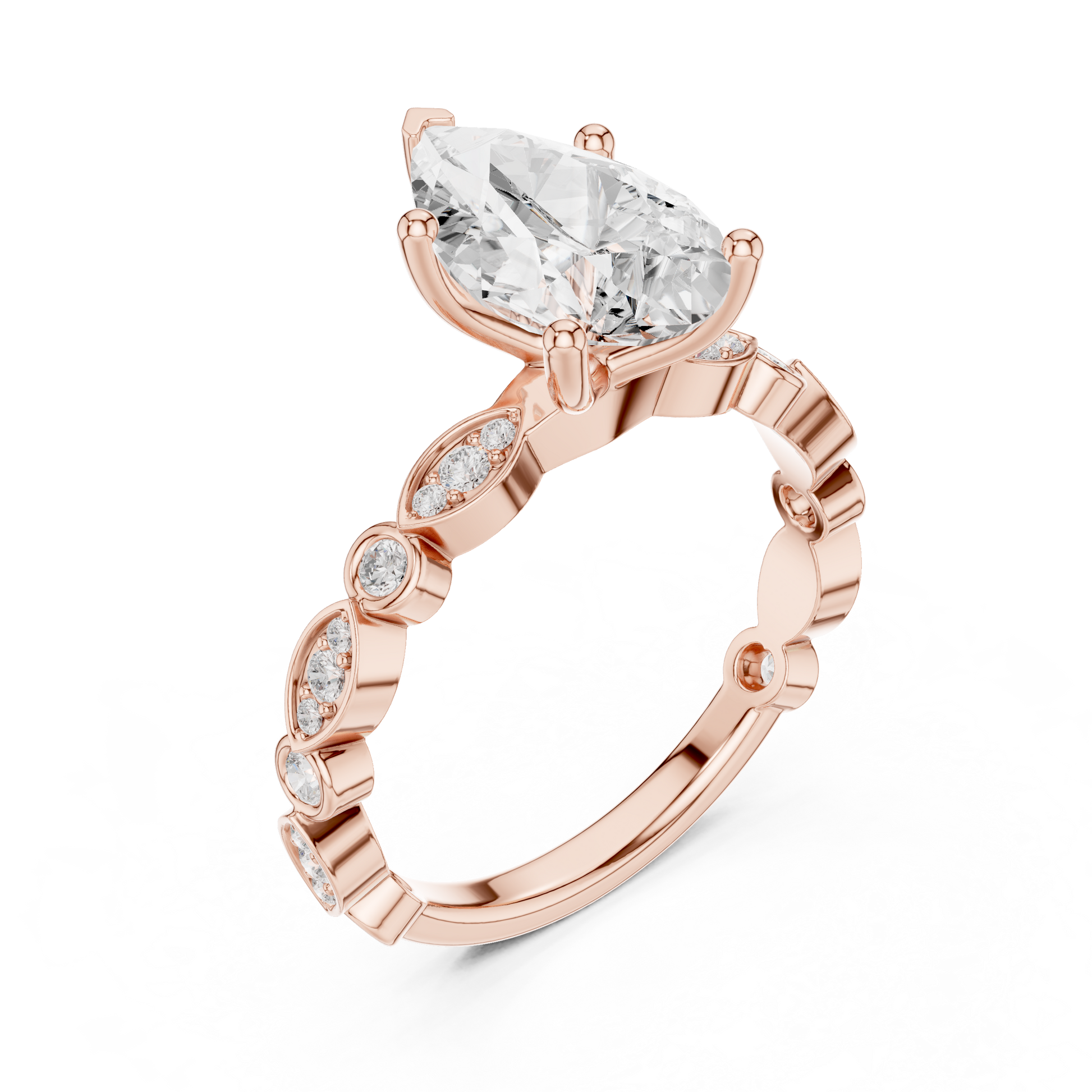 Round Side Stone Lab Grown Diamond Ring