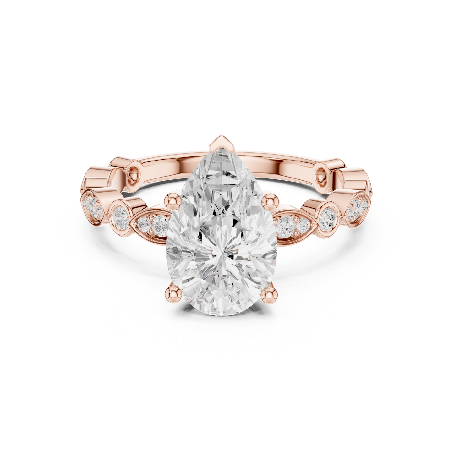 Round Side Stone Lab Grown Diamond Ring