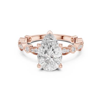 Round Side Stone Lab Grown Diamond Ring