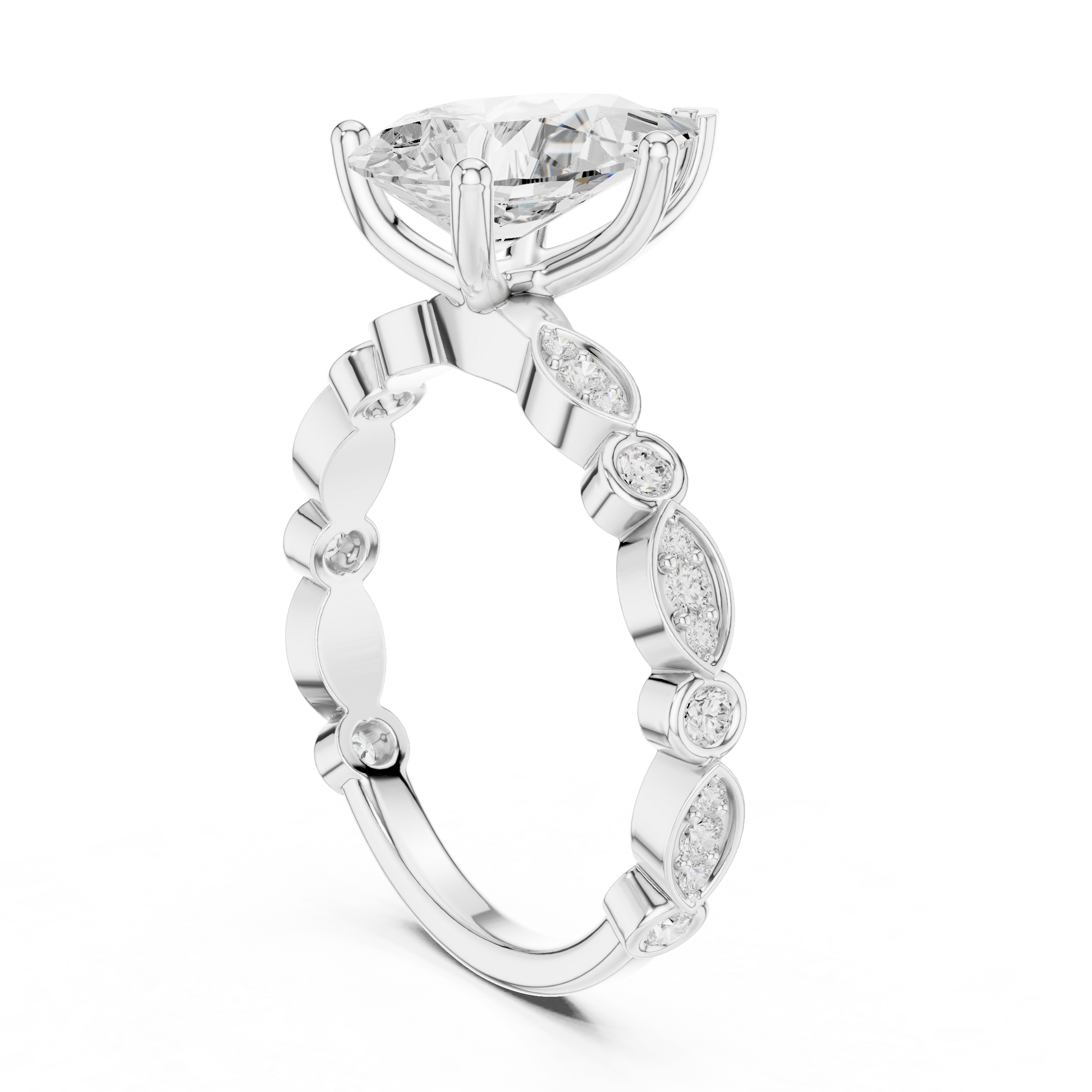 Round Side Stone Lab Grown Diamond Ring