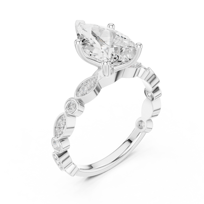 Round Side Stone Lab Grown Diamond Ring