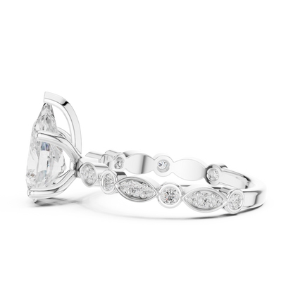 Round Side Stone Lab Grown Diamond Ring