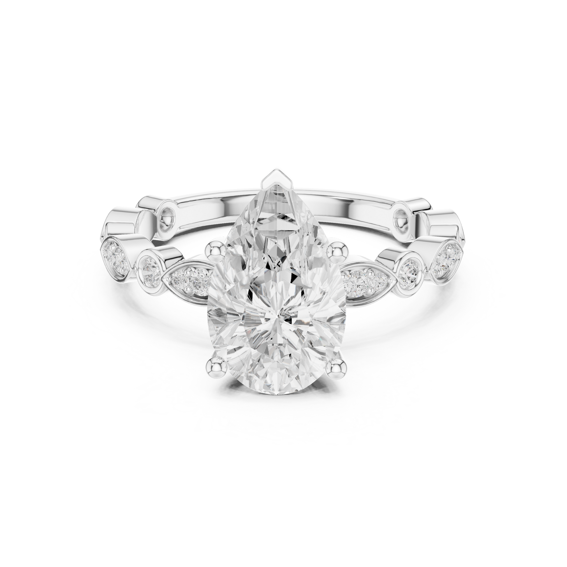 Round Side Stone Lab Grown Diamond Ring