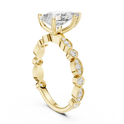 Round Side Stone Lab Grown Diamond Ring