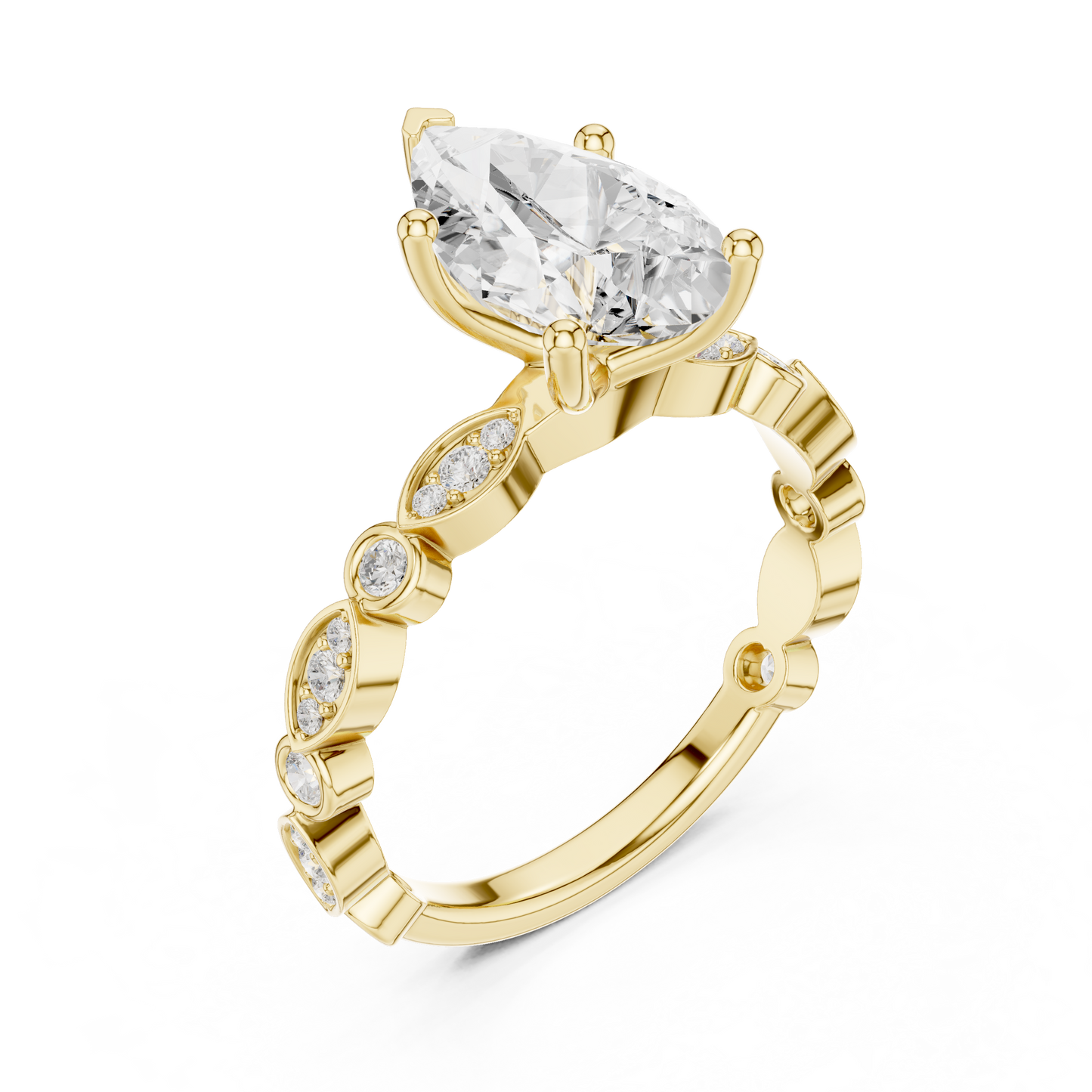 Round Side Stone Lab Grown Diamond Ring