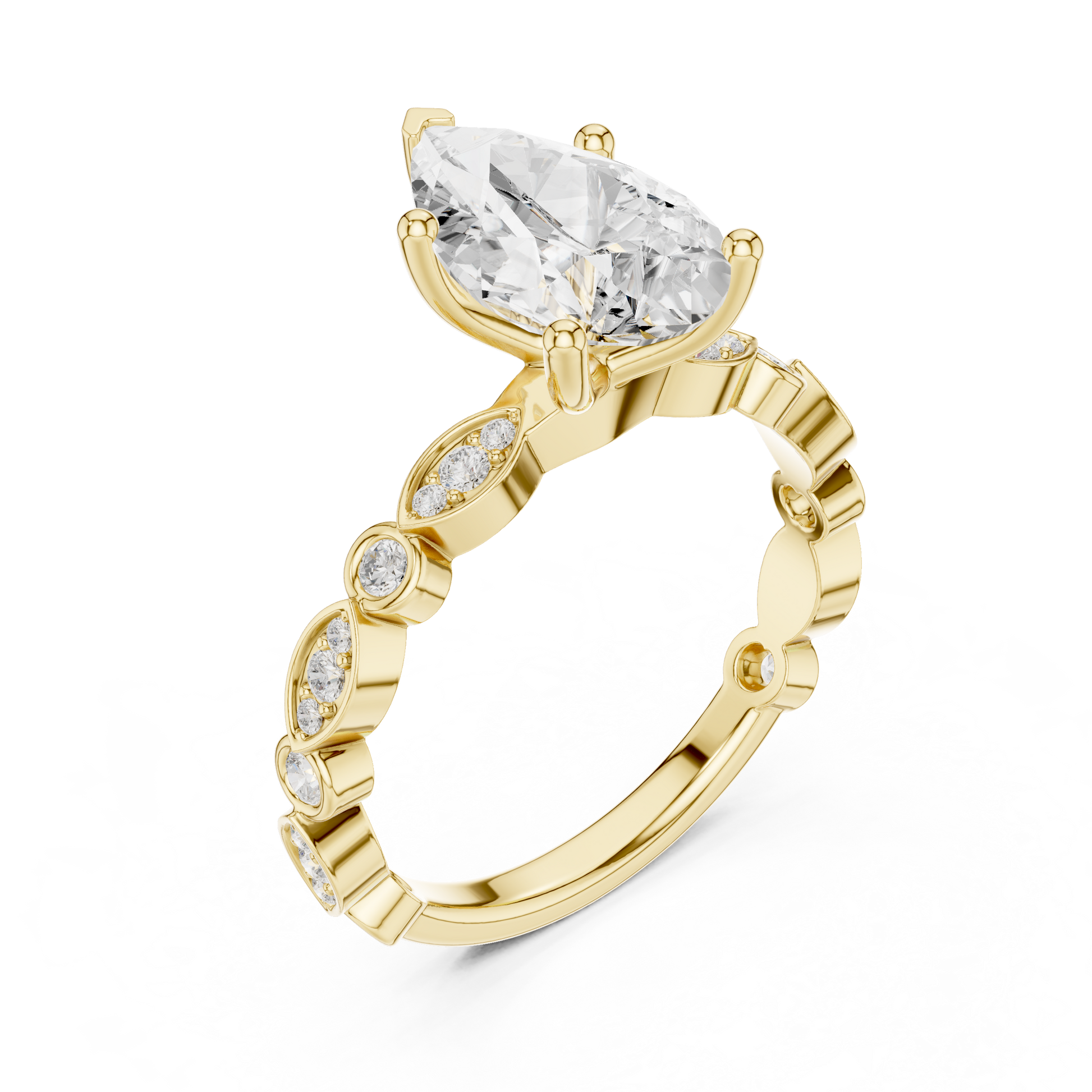 Round Side Stone Lab Grown Diamond Ring