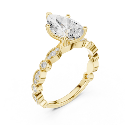 Round Side Stone Lab Grown Diamond Ring