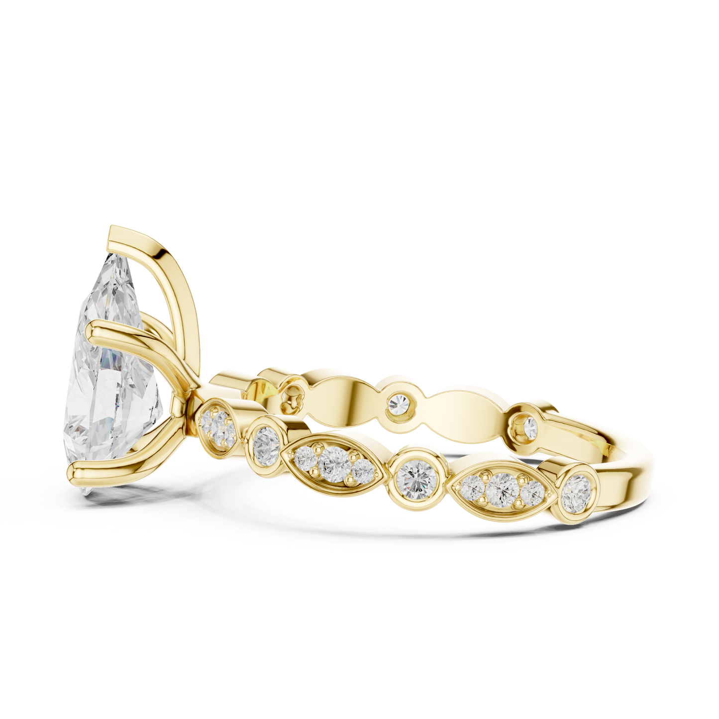 Round Side Stone Lab Grown Diamond Ring