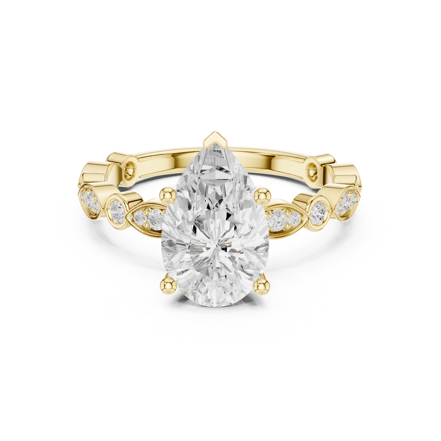 Round Side Stone Lab Grown Diamond Ring