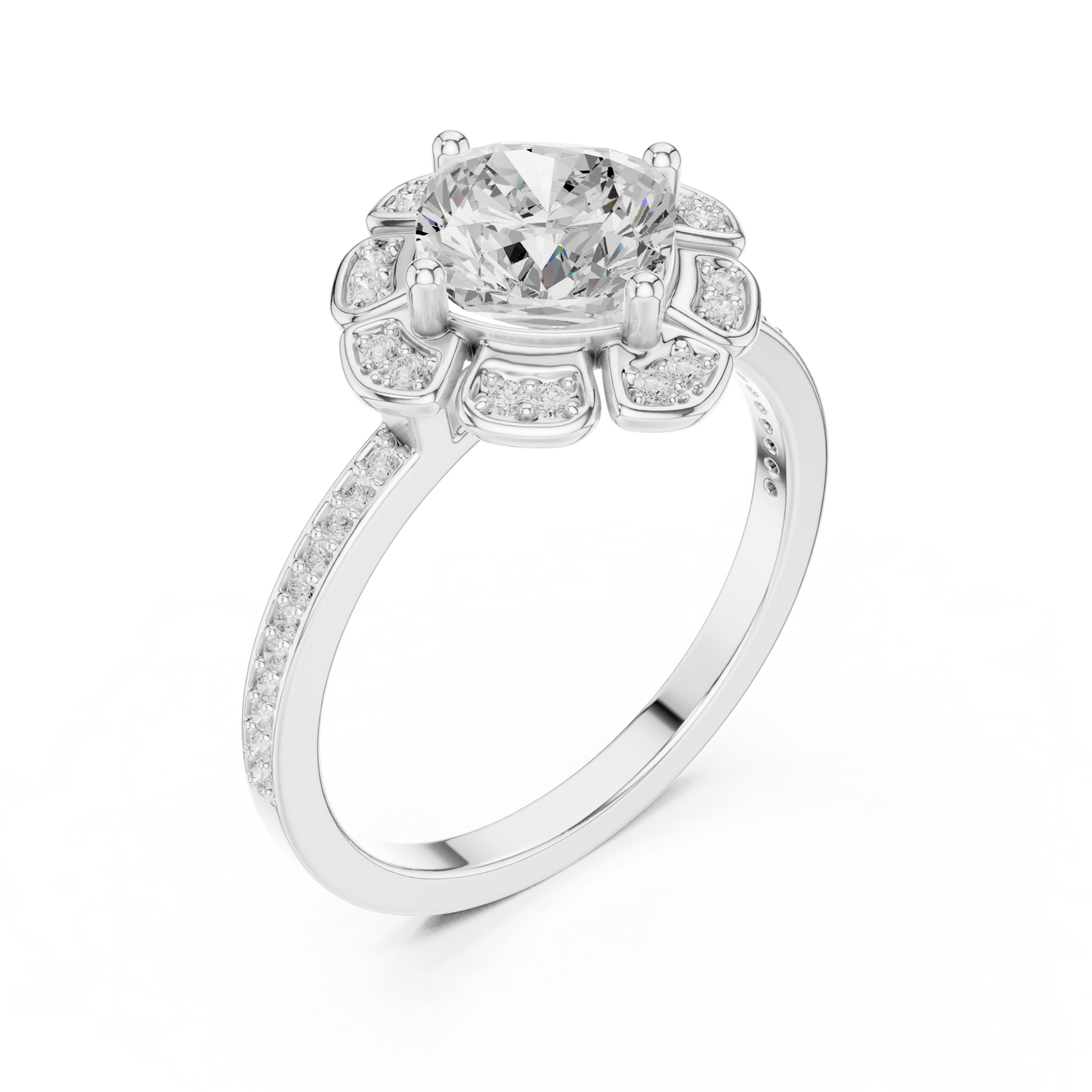 Mixed Shape Lab Grown Diamond Halo Ring