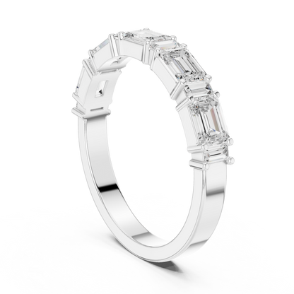 Emerald Side Stone Lab Grown Diamond Ring
