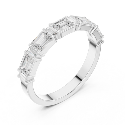 Emerald Side Stone Lab Grown Diamond Ring