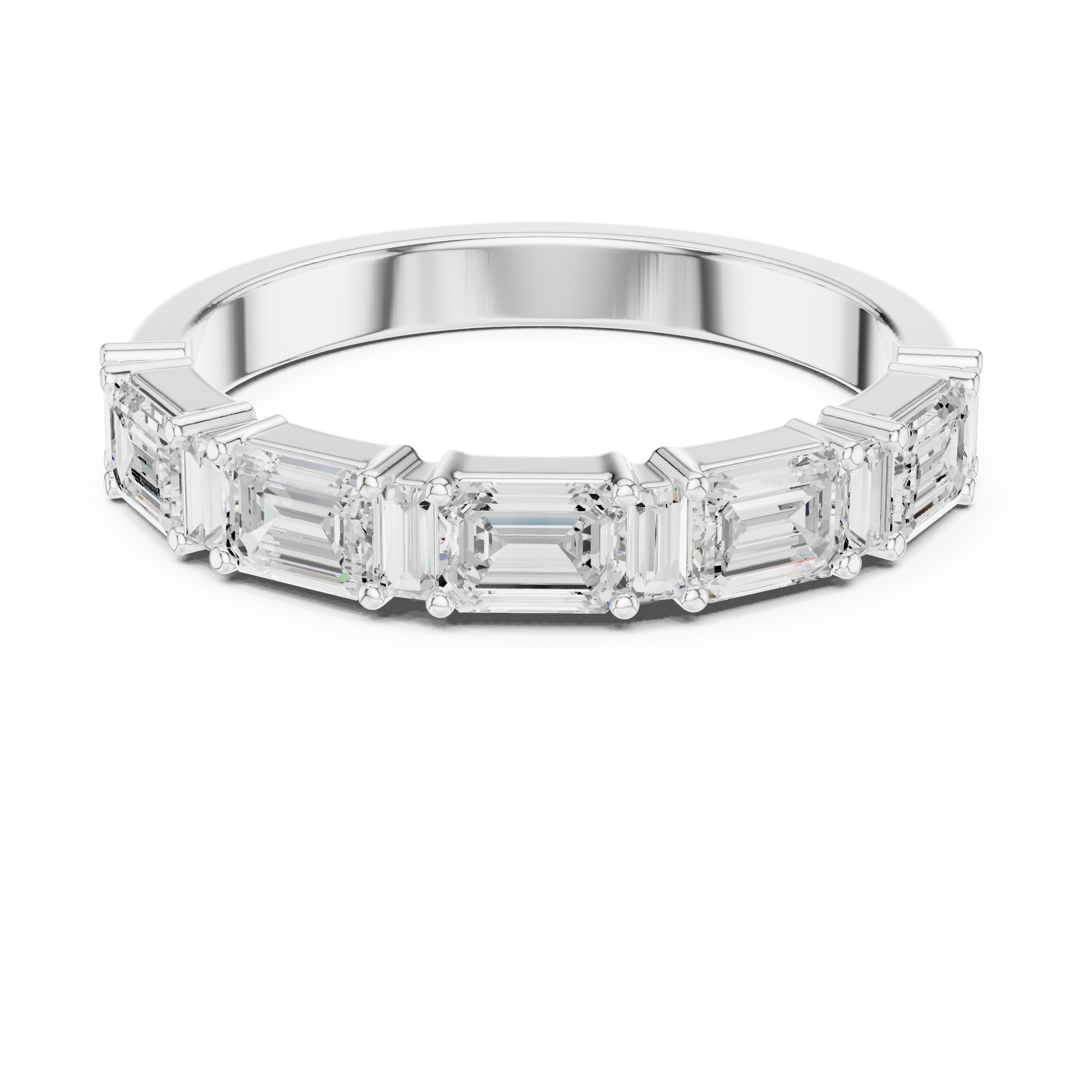 Emerald Side Stone Lab Grown Diamond Ring