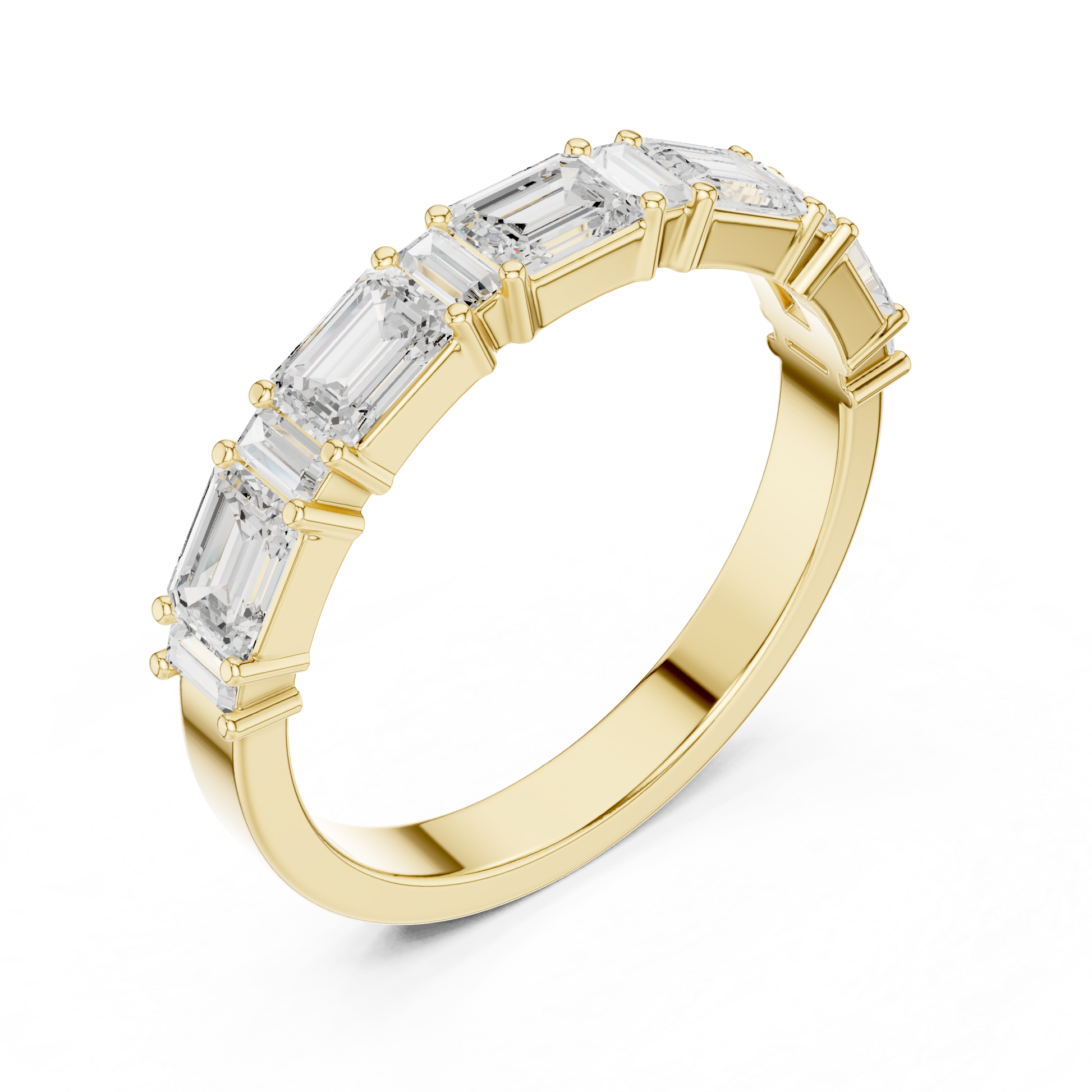 Emerald Side Stone Lab Grown Diamond Ring