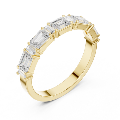 Emerald Side Stone Lab Grown Diamond Ring