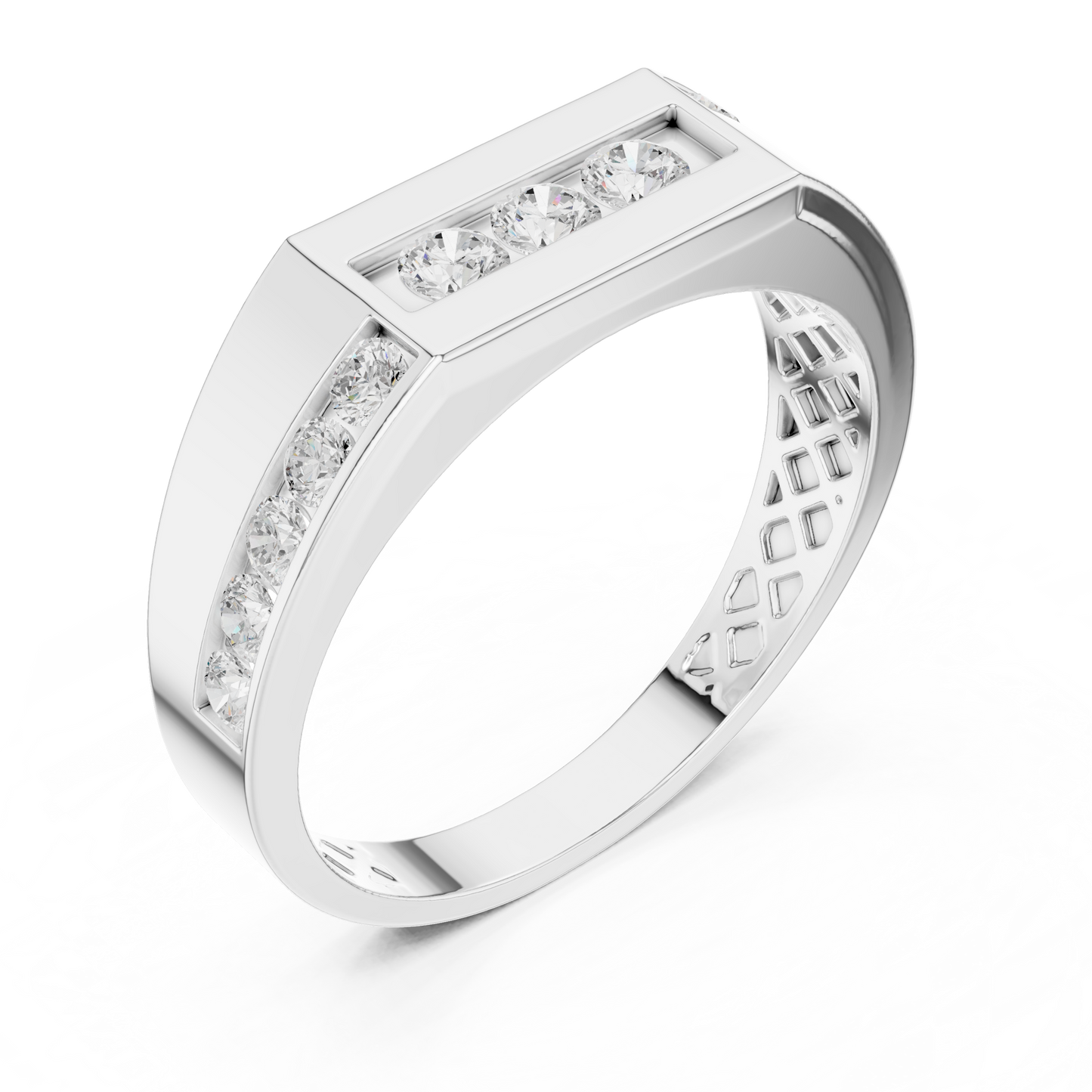 Round Side Stone Lab Grown Diamond Ring
